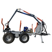 Machine forestière chargeuse de grumes remorque à bois avec grue grappin à grumes ATV 4WD remorque à grumes avec treuil à distance supplémentaire