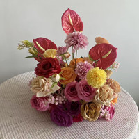 Boule florale PPS de qualité supérieure, orange, jaune, rose, rose marron, colorée, pour arrangement floral en vrac pour la décoration de table de mariage et d'événements