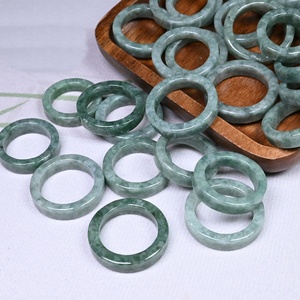 천연 15mm ~ 22mm 녹색 미얀마 버마 진짜 옥 반지 천연석 - Product Image 3