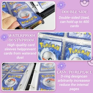 Carpeta de 3 anillas de cuero PU personalizada para tarjetas coleccionables TCG, Yu-Gi-Oh!, Pokémon, con 4, 9 o 12 bolsillos y fundas. - Product Image 5