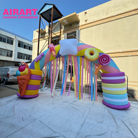 Fête d'anniversaire Activité de Noël Arc-en-ciel coloré gonflable avec glands en tissu pour accessoire de fête de carnaval