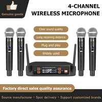 Microphone sans fil professionnel 4 canaux, micro-cravate, micro-casque pour scène, studio et événements
