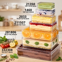 Boîte à tiramisu rectangulaire transparente avec couvercle - Contenant alimentaire en plastique de qualité alimentaire pour mousse et gâteau