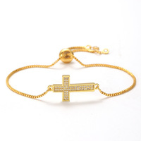 Bracelets et Joncs de Mode, Bracelet Croix Creuse en Zircon, Bijoux Tendance Uniques Anti-ternissement, Accessoires de Créateur en Gros