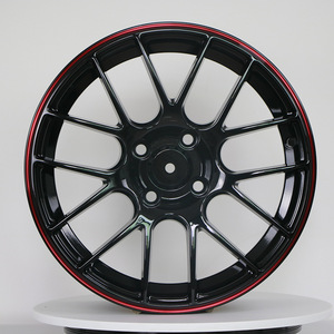 Cerchio per Auto da 15 Pollici Fujilu Road in Lega di Alluminio a 4 Fori, Stile Giapponese-Coreano-Tedesco-Americano, Modello con Cerchio Nero e Fascia Rossa - Product Image 3
