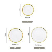 Assiette de Présentation Ronde Plate en Verre à Bord Doré, Prix de Gros, pour Fournitures de Mariage