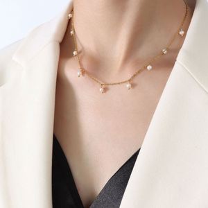 Collar de Perlas de Agua Dulce con Flores y Cuentas Dispersas, Chapado en Oro de 18k sobre Acero Inoxidable, Estilo Vintage Natural para Mujer - Product Image 2