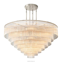 Grand lustre moderne en acier inoxydable doré avec cristaux, luminaire suspendu pour hôtel, restaurant, salle de banquet, villa, décoration