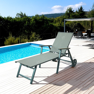 होटल आधुनिक पूल आउटडोर बालकनी आंगन लक्जरी लहर धातु फ्रेम अवकाश सूर्य लाउजर कुर्सी पहियों के साथ - Product Image 5