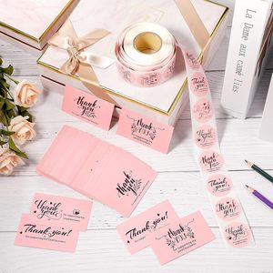 Set di Adesivi e Biglietti di Ringraziamento in Lamina Oro Rosa, Decorazione per Imballaggi E-Commerce - Product Image 2