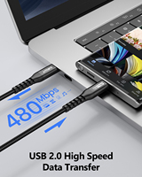 Cable USB C de Nailon SUNGUY de 60w, Cable de Carga Rápida Tipo C para Teléfono Móvil, Laptop y Uso en el Automóvil