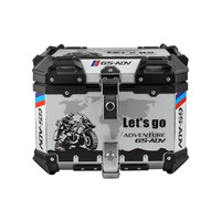 Top Case Moto Étanche en Alliage d'Aluminium 45L & 55L avec Design Élégant et Décalcomanie Blanche