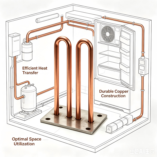 High Efficiency Supplier CNC Machined Pure Copper Tube Heat Dissipation Sink with Robust Metal Mounting Base