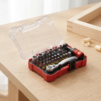 Kit d'outils à main OEM 38 pièces : Jeu de douilles de précision, tournevis à cliquet Magic Box, en acier Cr-V, aimant puissant, boîtier en plastique, pour la maison