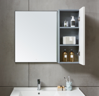 Meubles-lavabos flottants de luxe de style italien moderne à motif marbre gris et blanc pour projet de salle de bain principale de villa