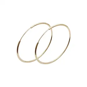 Fijne Sieraden 14K Real Gold Oorbellen Klassieke Mode Ontwerp 14K Real Solid Gold Hoop Ronde Cirkel Oorbellen Vrouwen sieraden