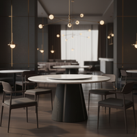 Ensemble de table à manger moderne de luxe à 4 places, plateau en pierre, pieds en métal doré, meubles polyvalents pour la maison, appartement, hôtel, villa