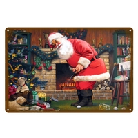 Joyeux Noël Affiche Maison Tin Métal Signe Chic Métal Plaque Fer Peinture Décorations Pour La Maison Bar Boutique Art Mur Artisanat