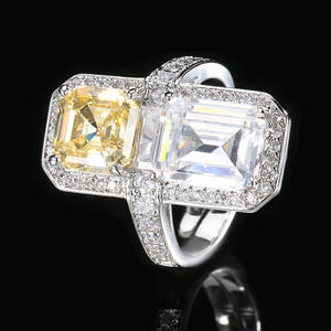 Style coréen personnalisé glace Pollen carré Zircon anneau <span class=keywords><strong>Rock</strong></span> Sugar carré lumière bijoux de luxe - Product Image 5