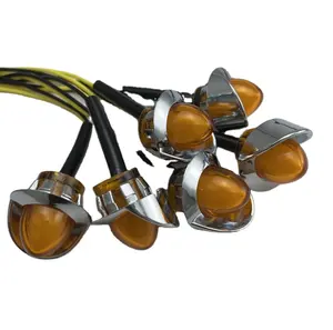 12-24V CHROME NEON ROUND MINI 3/4 INCHES AMBER LED CLEARANCE SIDE MARKER LIGHTS FOR TRUCK TRAILER LUCES PARA CAMIONES