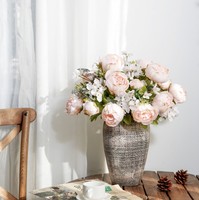 Bouquet de fleurs artificielles en soie multicolores européennes pour la décoration de la maison et des mariages