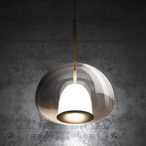 Suspension en verre moderne minimaliste italienne avec LED, hauteur réglable - Taille moyenne pour salle à manger, chambre, comptoir de bar - Product Image 3