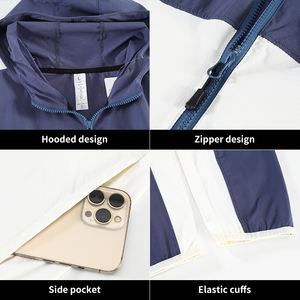 Chaqueta Deportiva de Invierno para Hombre con Capucha y Media Cremallera, Cortavientos, Impermeable, Ecológica, Casual, con Logotipo Frontal - Product Image 5