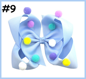Bán buôn nơ tóc Pom Pom 6 inch, nơ tóc ruy băng cho bé gái, màu sắc mùa xuân, kẹp Pom Pom cầu vồng dành cho phụ kiện tóc bé gái - Product Image 2