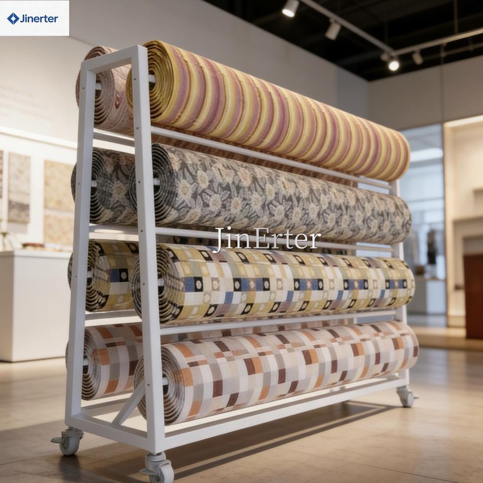 Silk Roll Display Rack Professional Customized Double-Sided Tension Fabric Roll Display Stand ...