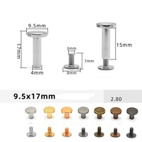 Vis de reliure réutilisable en laiton, style Chicago, 6-10 mm, à tête fendue, pour accessoires de sac, remplacement Qiannuo QN101