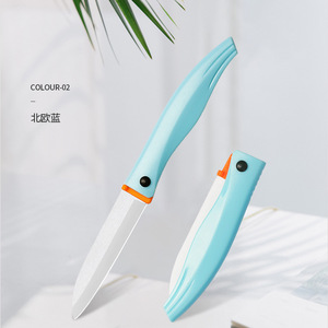 Tuyệt vời nhà máy bán buôn hộ gia đình xách tay kích thước nhỏ màu hồng sắc nét lưỡi gốm + PP gấp Pocket trái cây dao - Product Image 5