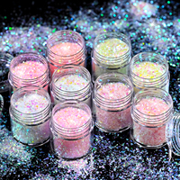 Lot de 9 pots de paillettes pour ongles Aurora Opal, paillettes irisées, effet sirène, arc-en-ciel, holographiques, paillettes scintillantes pour salon