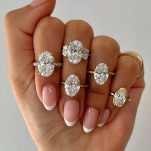 แหวนเพชรแล็บทรงรีหรูหรา 3 กะรัต 5 กะรัต ทองคำแท้ 14K 18K ของขวัญสำหรับเธอ - Product Image 2