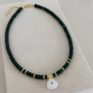 BD-B9212 Collana con Ciondolo in Pietra Naturale Boho, Collana di Perline in <span class=keywords><strong>Acquamarina</strong></span> e Quarzo Fragola, Elegante Collana da Donna per Feste - Product Image 5
