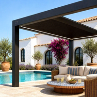 Gazebo autoportant en aluminium pour extérieur avec structure thermolaquée gris foncé et système de toit à persiennes réglables pour terrasse creuse
