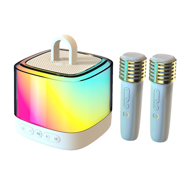 2025 Best Promotion Gift Rainbow Candy Karaoke for Speaker RGB LED for Kids Girls Boys Family Party 2pcs Microphones