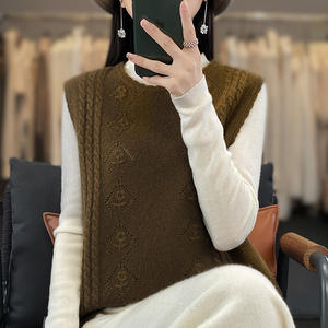 <span class=keywords><strong>Gilet</strong></span> maglione in lana 100% mercerizzata a maglia con motivo mezzo collo alto da <span class=keywords><strong>donna</strong></span> - Product Image 4