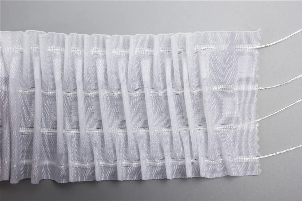 Cortina de cinta a presión de poliéster con tapa opaca blanca de estilo clásico Simple de 9cm para cortina