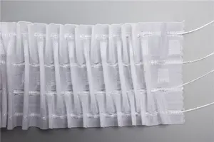9cm Simple Classic Style White Blackout Top Polyester Snap Tape Curtain For Curtain