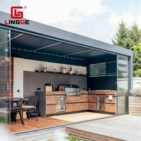 Gazebo en aluminium personnalisable 4x4m 4x5m 4x6m avec porte en verre, persiennes, couverture de terrasse, toit, pergola robuste pour l'extérieur