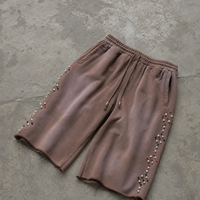 Shorts de survêtement amples pour homme en molleton bouclette de coton épais, avec cordon de serrage, coupe ample, longueur genou, 3/4, style Bermuda