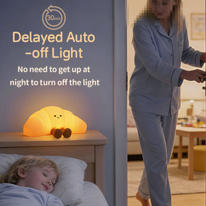 Creative Croissant-Shaped Small Silicone Night Light Tap Control Bedroom & Desktop Atmosphere Decoration <b>Lamp</b> - Product Image 6
