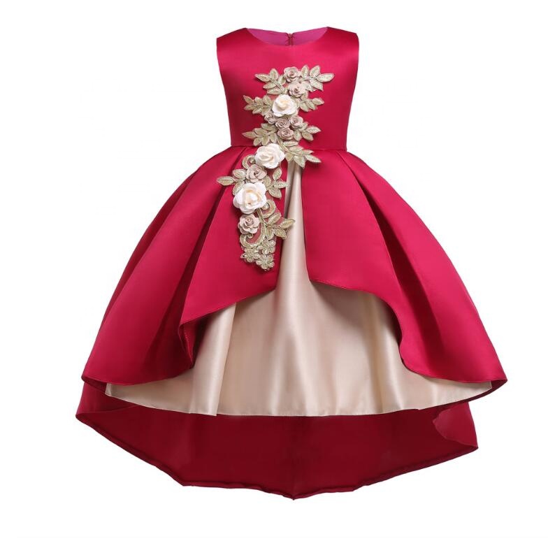 Floral Embroidery Sleeveless Princess Party Dress Girl Multicolor Princess Dress