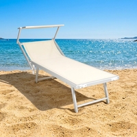 Chaise longue de plage en aluminium OEM avec pare-soleil réglable, pliable, pour l'extérieur, couleur personnalisée, pour les centres de villégiature