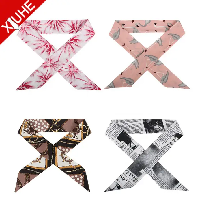 Wholesale Cheap Neckerchief Fashion Woman Polyester Printed Twill Scarves