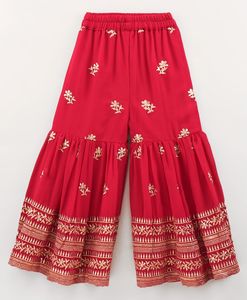 Conjunto Étnico Elegante para Niñas Twisha, Top Bordado con Sharara Bordada en Rojo (6 Meses a 14 Años) - Product Image 2