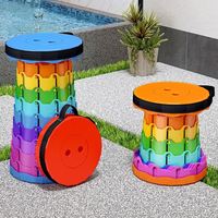 Tabouret pliable télescopique rond compact, siège portable à démontage rapide, pliage facile, pour camping, voyage, loisirs, gain de place