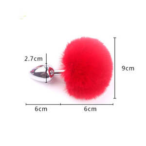 Sumbat Bokong Pompon <span class=keywords><strong>Furry</strong></span> Baja Tahan Karat Mainan Seks Pasangan Mainan Bokong Pria Wanita <span class=keywords><strong>Vibrator</strong></span> Lembut Silikon Dewasa Colokan Anal Pria - Product Image 3