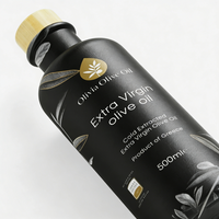 Bouteille d'huile d'olive en céramique noire et blanche de 200 ml en argile de poterie en gros avec logo personnalisé