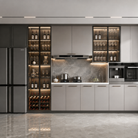 Meubles de cuisine modulaires sur mesure avec armoire à vin intégrée, porte-bouteilles, porte-verres, ensemble complet, rangement de cuisine en bois
